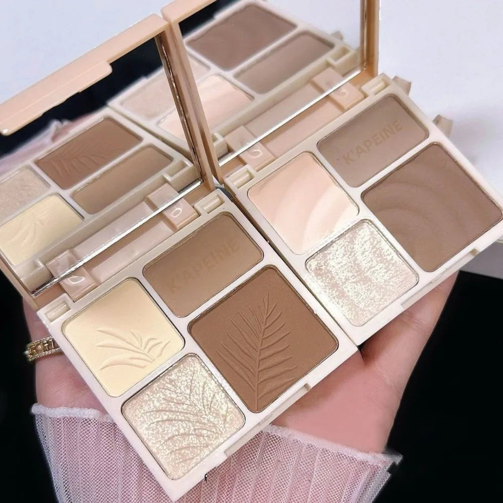 3D Facial Contouring Bronzer Brightening Matte Highlights Palettes 4-colors Eye Shadow Nose Powder Beige Whirlpool Makeup Plate HIP