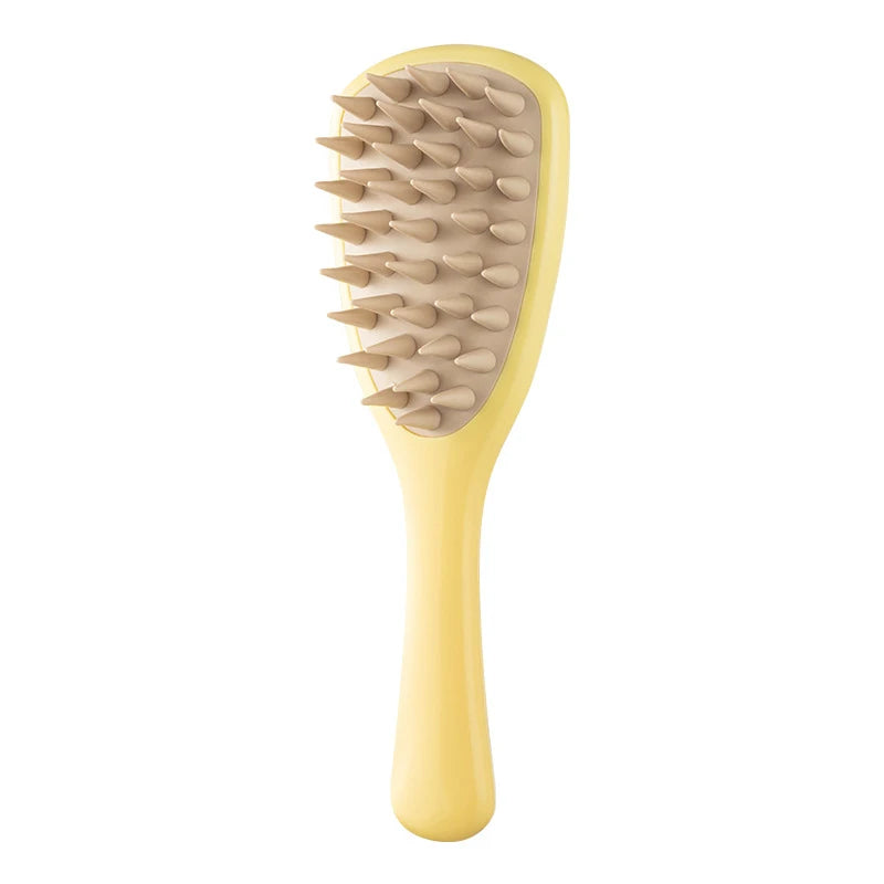 Silicone Shampoo Brush Scalp Massager – Long Handle Comb Scalp Massager Brush HIP C562-yellow
