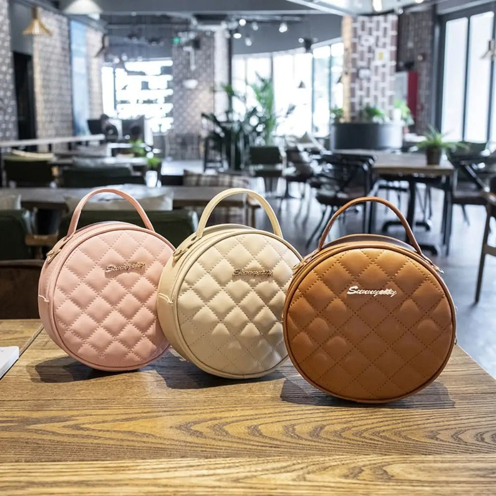 Embroidered Round Crossbody Bag – PU Leather Women's Purse Crossbody Shoulder Bag HIP