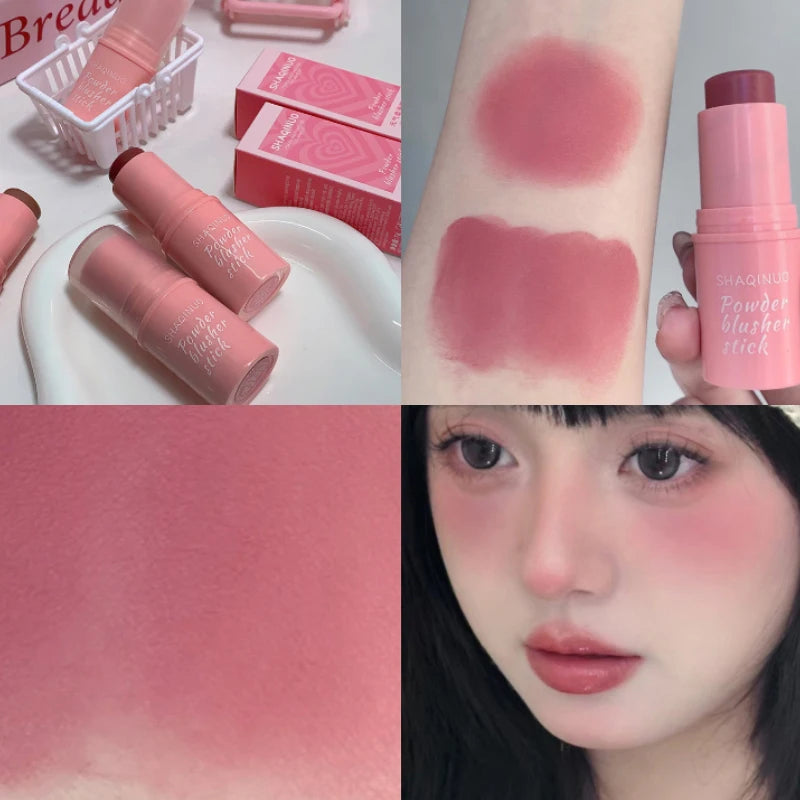 SHAQINUO Energizing Blush Stick - Natural Matte Finish, Creamy Texture, Easy to Blend for a Youthful Glow HIP 03