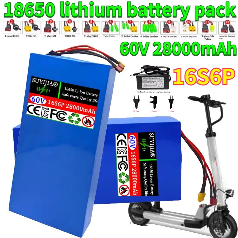 60V 28Ah 18650 Lithium Battery Pack 16S6P with BMS | SUYIJIA Lithium Battery Pack HIP
