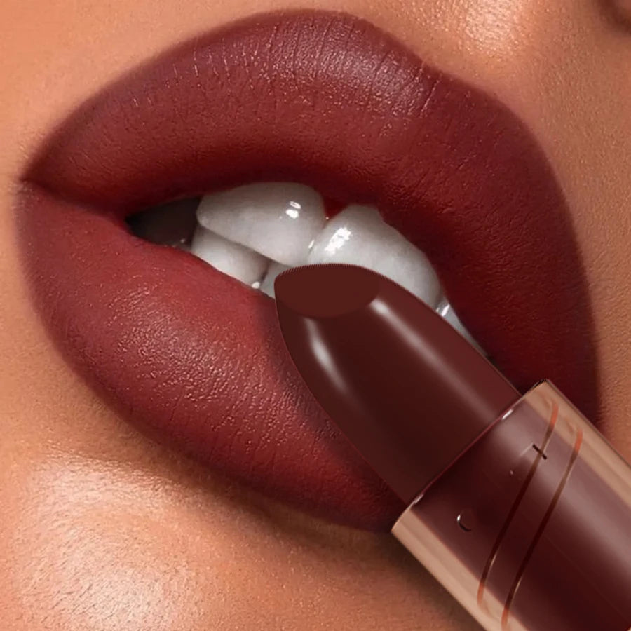 1PC Professional Lipstick Waterproof Lips Makeup Long Lasting Pigment Nude Brown Red Lipsticks Velvet Matte Lip Tint Cosmetics HIP
