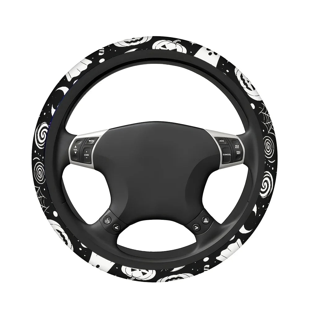 Halloween Pumpkin Ghost Steering Wheel Cover – Soft & Breathable Steering Wheel Cover HIP