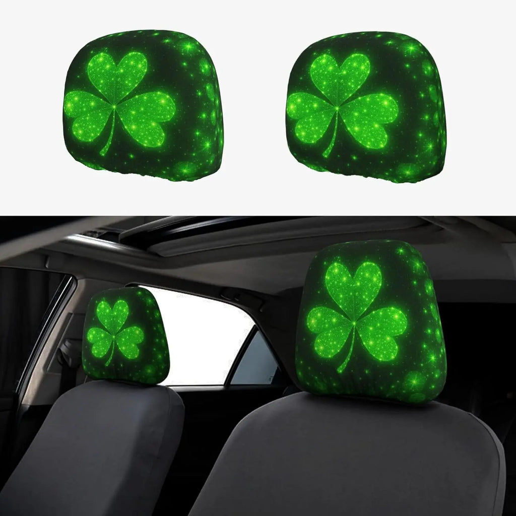 St. Patrick's Day Shamrock Car Headrest Covers – 2 Pack Car Headrest Covers HIP 1