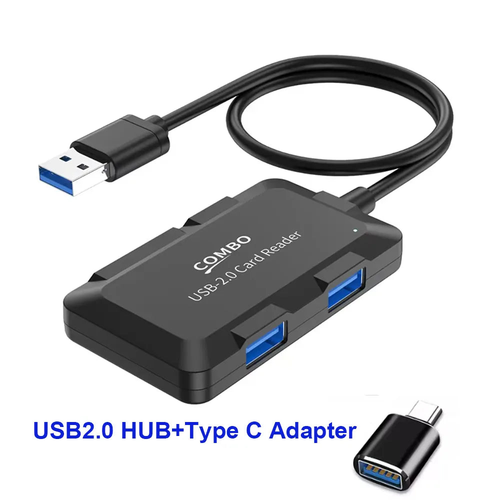 5-Port USB 2.0 Hub with SD/TF Card Reader – Plug & Play USB Hub Adapter HIP As Photo