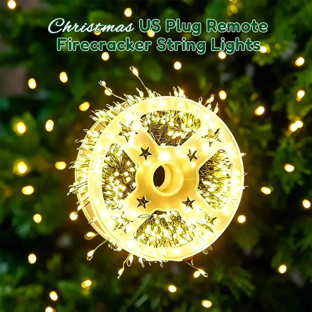 LED Copper Wire Firecracker String Lights 9M/20M/30M/50M/75M Green Wire With Remote EU/US Plug Christmas Decoration HIP
