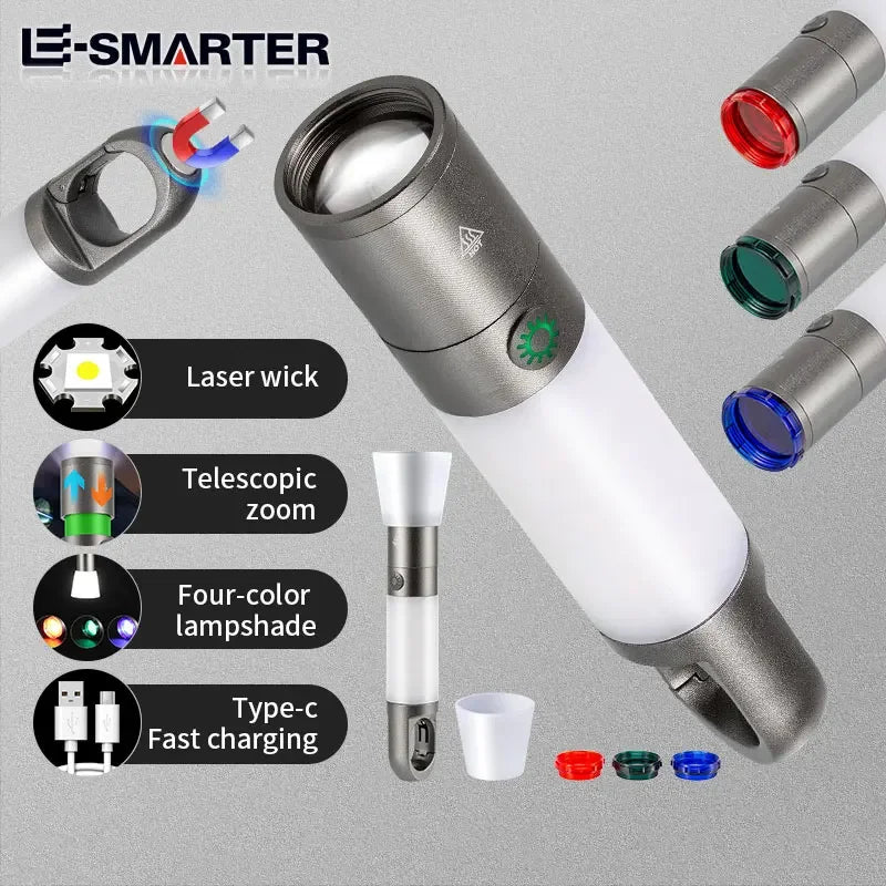 ESMARTER LED Flashlight Type-C Rechargeable Camping Torch Rechargeable LED Torch HIP