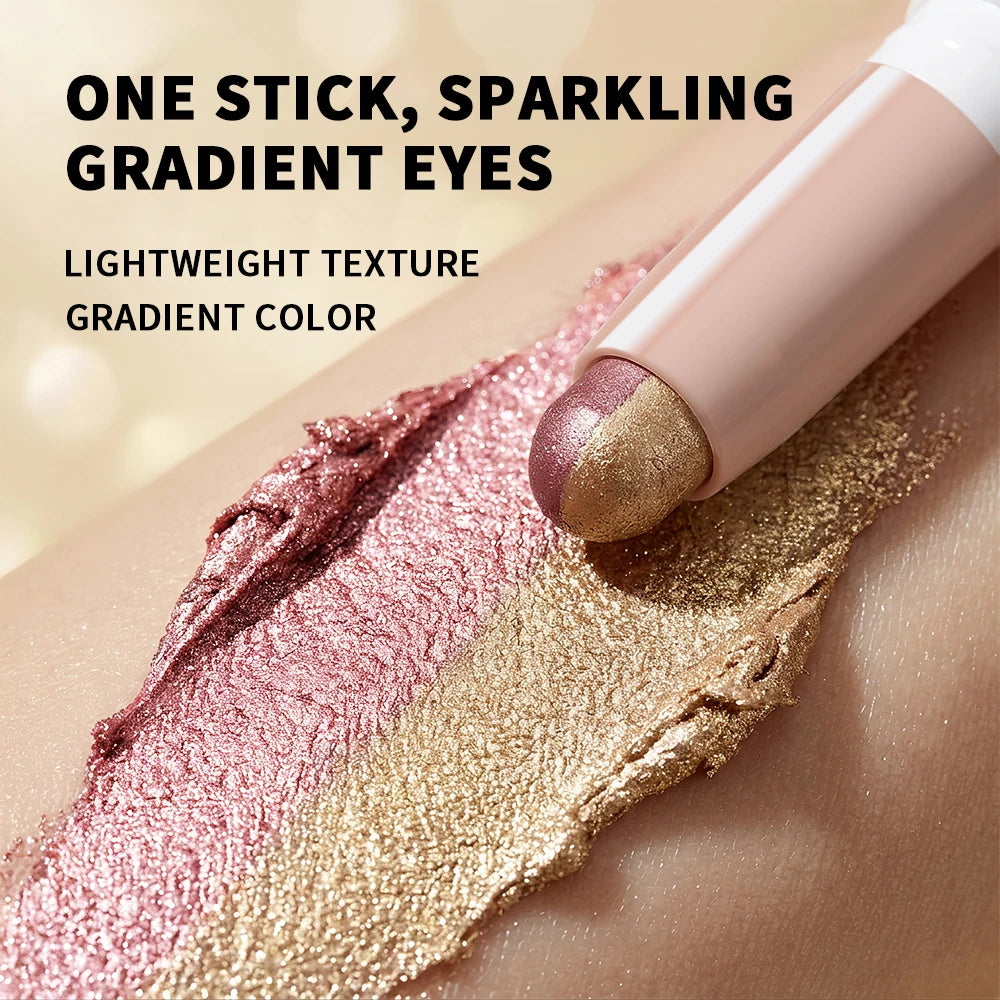 Waterproof Dual Color Eye Shadow Stick Sweat Proof Long Wear Highlighter Pencil Shimmer Cream Formula Bright Matte Finish Makeup HIP