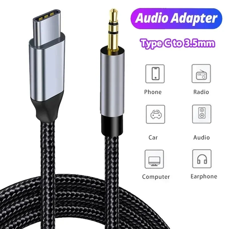 USB-C to 3.5mm AUX Audio Cable – Car & Headphone Adapter Audio Adapter Cable HIP