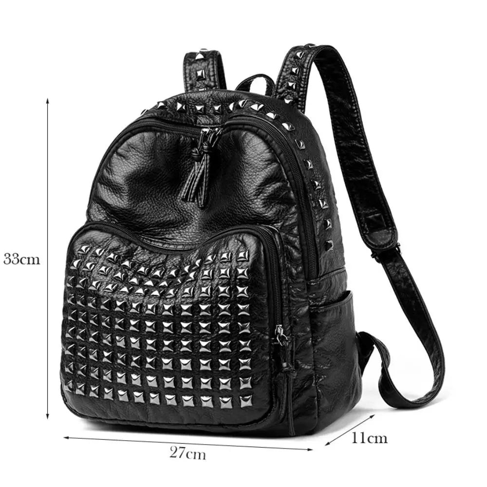 Luxury Rivet Punk PU Leather Backpack – Unisex Large Capacity PU Leather Backpack HIP