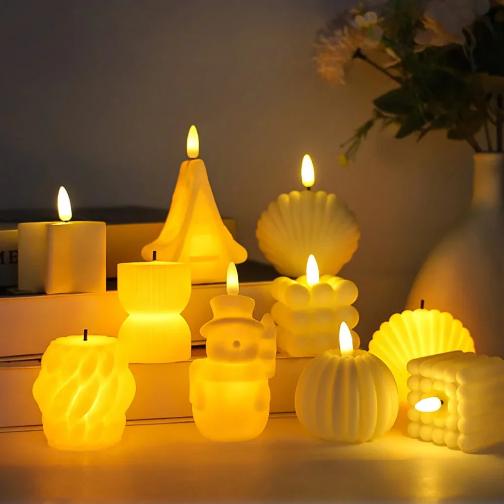 Cartoon LED Flameless Candle Flashing Night Light Creative Flame Home Bedside Atmosphere Light Christmas Halloween Gift HIP