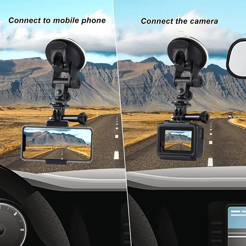 Suction Cup Car Mount for GoPro & DJI OSMO – 360° Swivel Action Camera Mount HIP