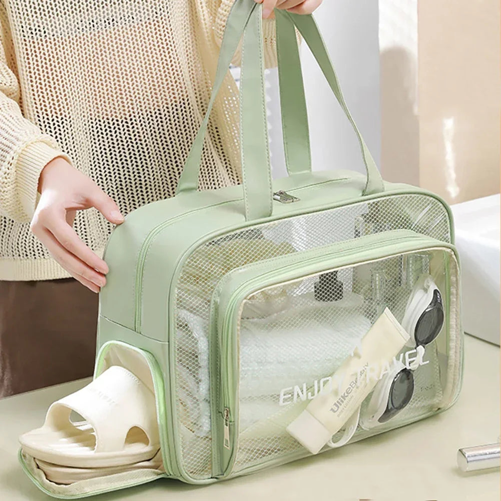 Foldable Gym Swim Tote with Shoe Compartment Sports Backpack for Beach Gym Large Waterproof Wet-Dry Bag Travel Toiletry Bag HIP