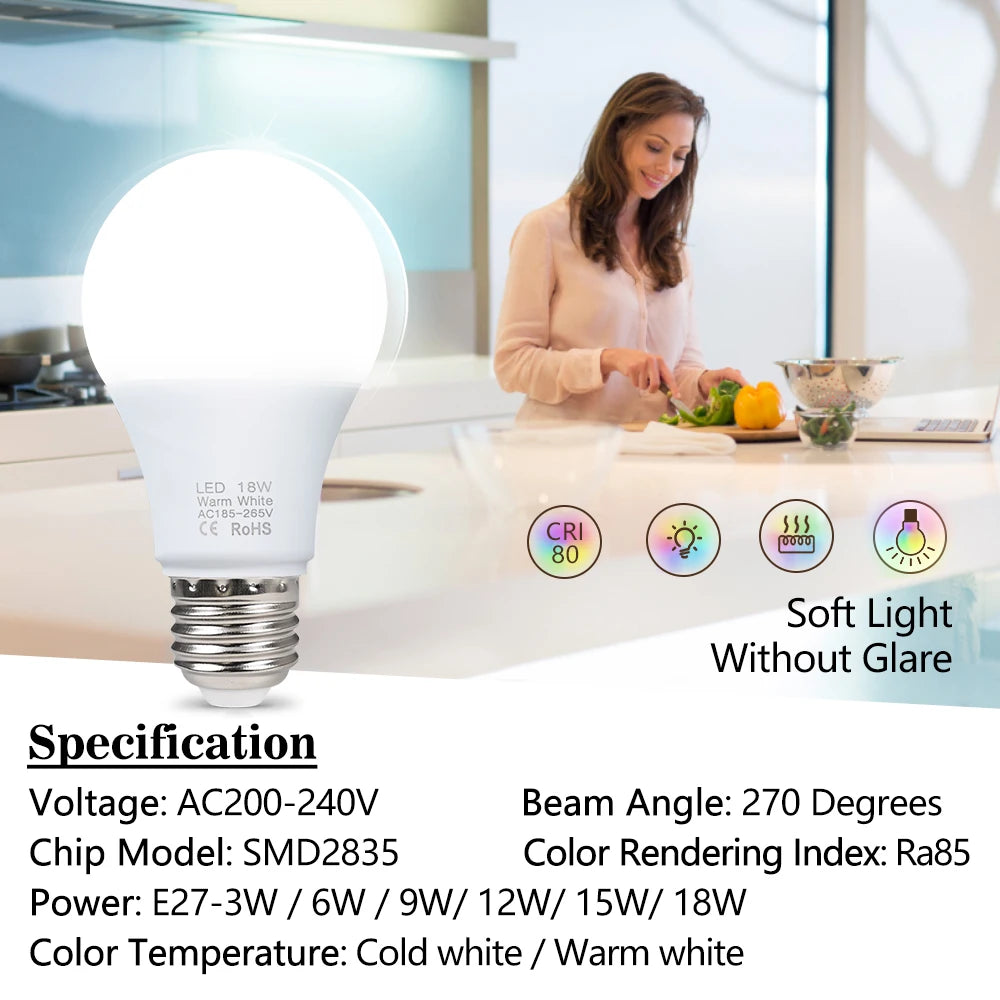 12-Pack E27 LED Bulbs 3W–18W | Warm & Cool White | YNL LED Light Bulbs HIP