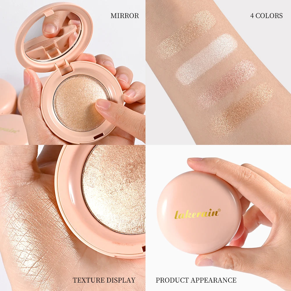 LongLasting Waterproof Face Highlighter Powder Instant Silky Skin Glow Baked Shimmer Illuminator Makeup Contouring Glitter HIP