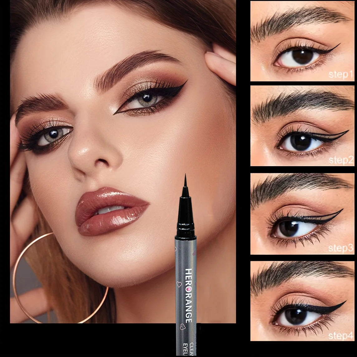 0.01mm Ultra-Fine Precision Waterproof Liquid Eyeliner, Black, Quick-Drying, Anti-Smudge, Anti-Sweat, Long-Lasting Eye-Slimming HIP