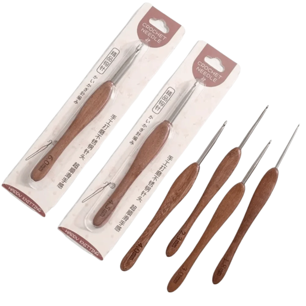 Sandalwood Crochet Hook 2.0–6.0mm – Stainless Steel Tip Crochet Hook HIP