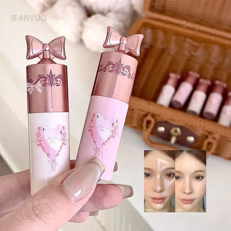 White Pink Liquid Brightening Concealer Matte Face Highlight Stick Cover Acne Spot Dark Circles Moisturizing Concealer Makeup HIP