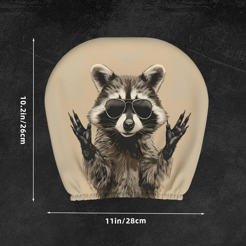Funny Raccoon Car Headrest Covers – Universal 2-Pack Car Headrest Cover HIP
