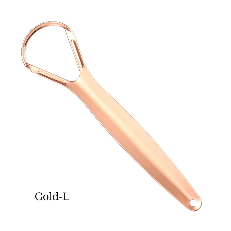 Stainless Steel Tongue Scraper – Fresh Breath Oral Hygiene Tongue Scraper HIP C738-Gold-L-1pcs