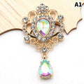 32×60mm Rhinestone Flower Flat Back Brooch Button – Gold DIY Rhinestone Craft Button HIP A1