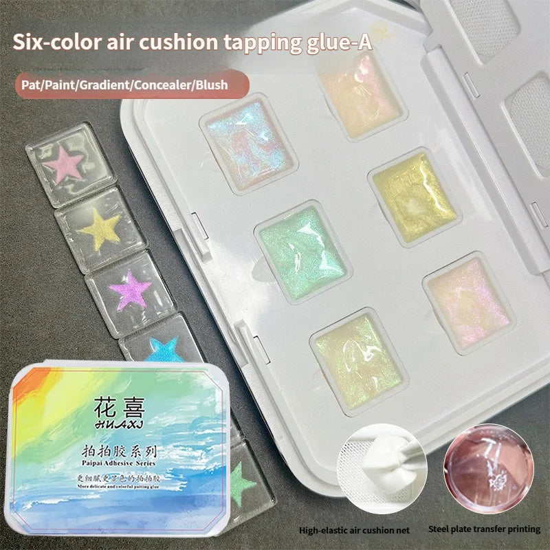 No‑wash Air Cushion Patting Gel Nail Polish 6 Colors Solid Painting Gel High Saturation Pigment Nail Gradient Blush Concealer HIP 6 Colors A