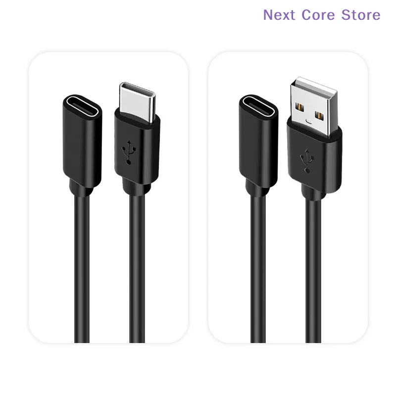 USB-A to USB-C Female Extension Cable – 6A Fast Charging USB Extension Cable HIP