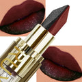 1PC Glitter Waterproof Two-tone Lipstick Matte Non-stick Pearlescent Diamond Lip Tint Red Black Brown Lips Makeup for Women Cosm HIP 103