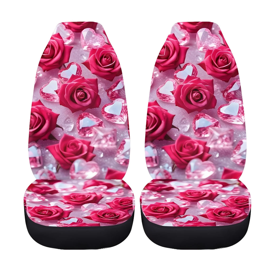 Pink Rose Diamond Car Seat Covers – Fits Sedans, SUVs & Trucks Car Seat Covers HIP 1