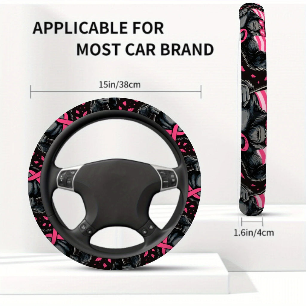 Pink Ribbon Steering Wheel Cover – Car Protector for Men & Women Steering Wheel Cover HIP