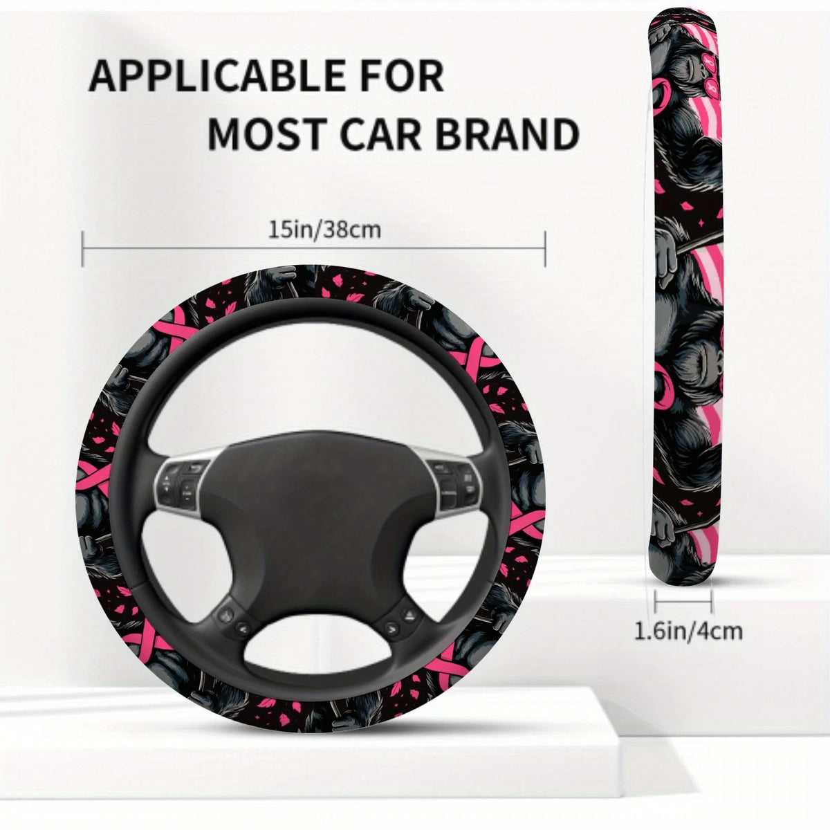 Pink Ribbon Steering Wheel Cover – Car Protector for Men & Women Steering Wheel Cover HIP