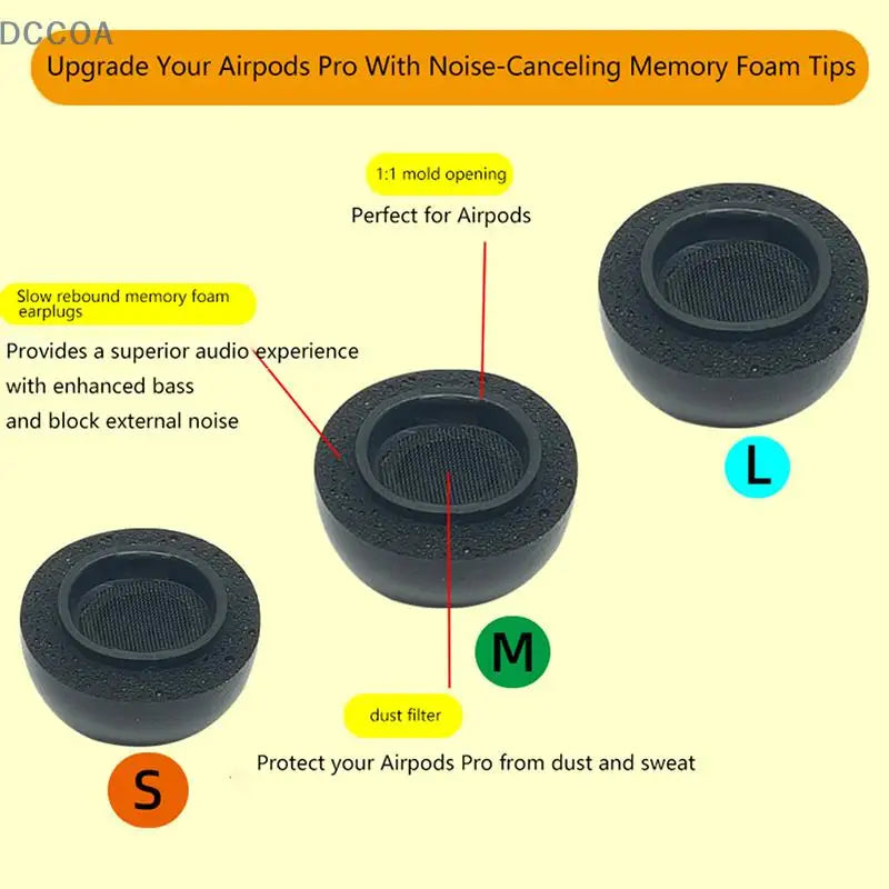 Memory Foam Ear Tips for AirPods Pro – Anti-Slip Replacement Earphone Ear Tips HIP