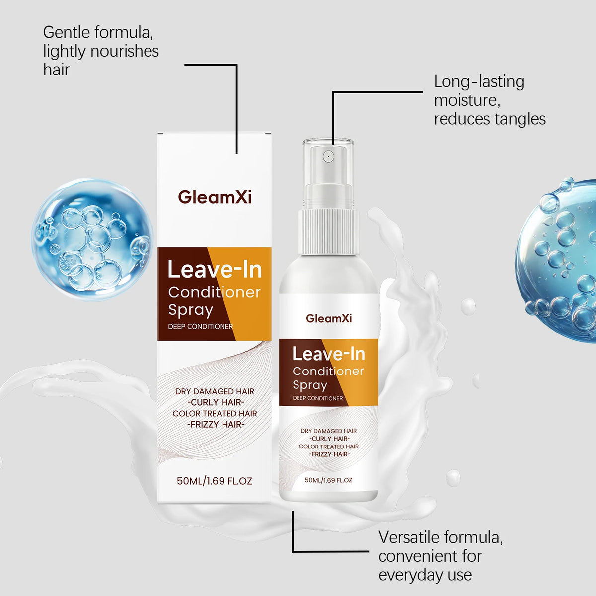 Leave-In Conditioner Spray – Coconut Oil & Panthenol Anti-Frizz Leave-In Conditioner Spray HIP