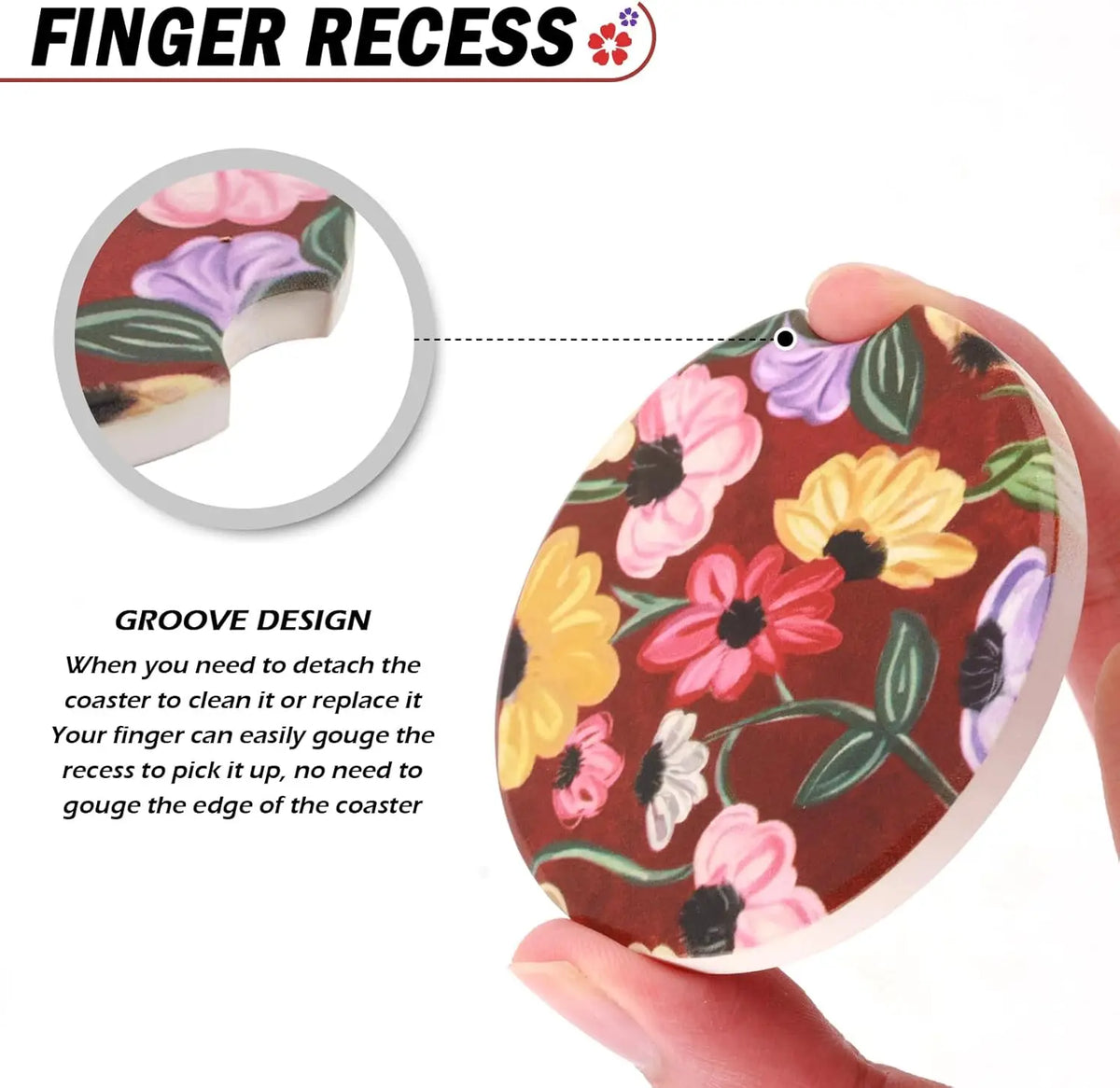 2-Pack Absorbent Ceramic Car Cup Holder Coasters – Floral Car Cup Holder Coasters HIP