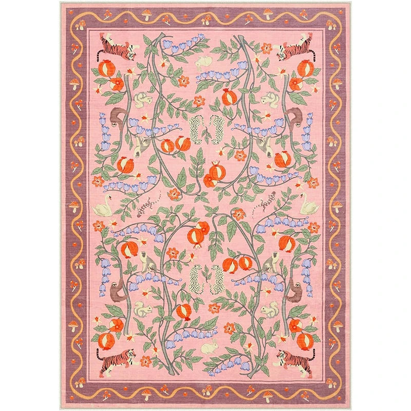 Large Non-Slip Machine Washable Tiger Floral Area Rug Area Rug HIP GU5967-YZ 60x90cm