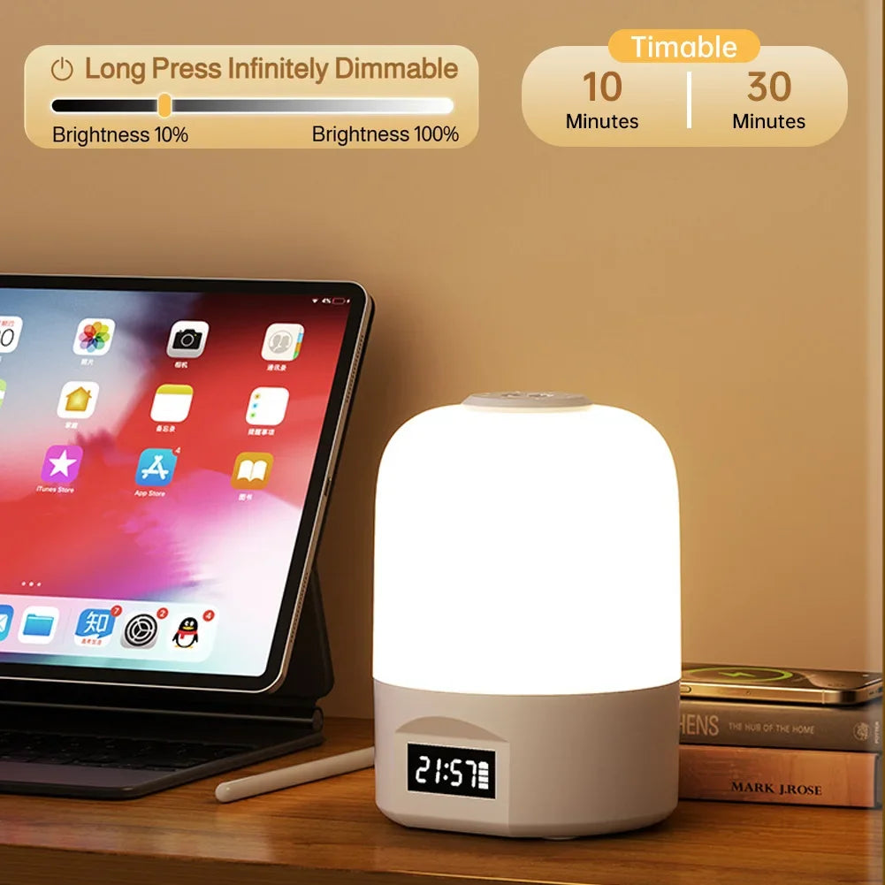 Rechargeable LED Night Light 1200Mah With Clock Remote Control Stepless Dimming Bedside Lamp For Bedroom Kids Gift HIP