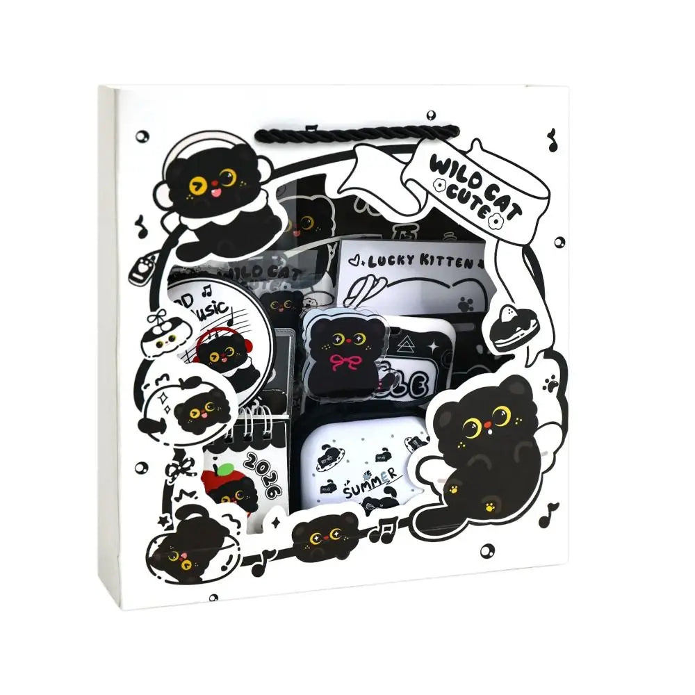 Kawaii Black Cat Stationery Gift Set with Ruler & Stickers Stationery Gift Set HIP