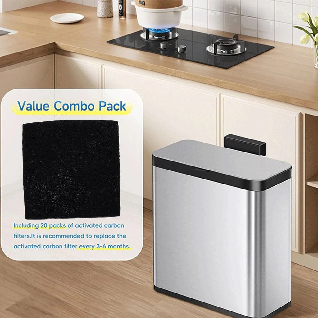 20pcs Odor Filter Refills Fit for EKO Trash Can with Built in Compartment Activated Charcoal Deodorizer Strong Charcoal Odor HIP