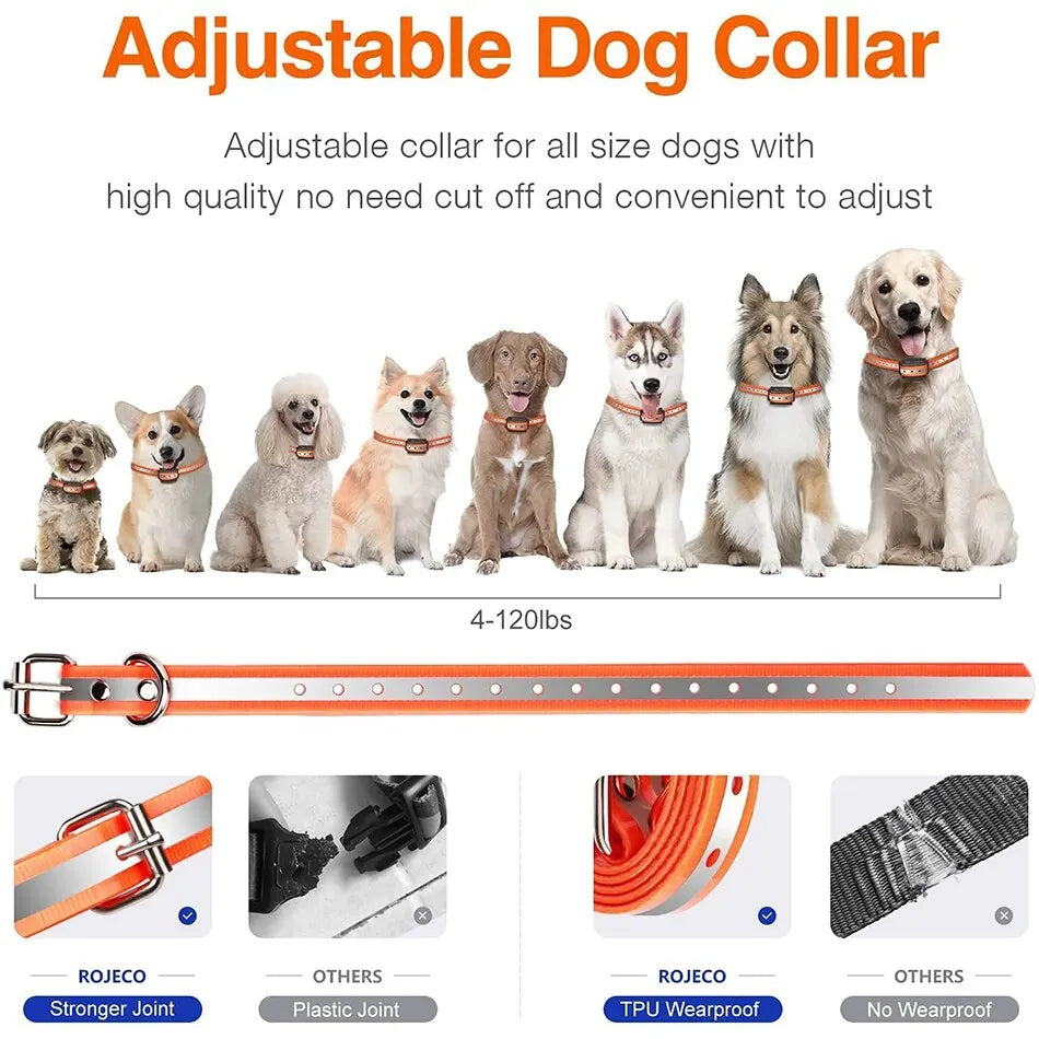 ROJECO 1000m Electric Dog Training Collar Remote Control Training Collar For Pet Rechargeable Dog Bark Control Stop Shock Collar HIP