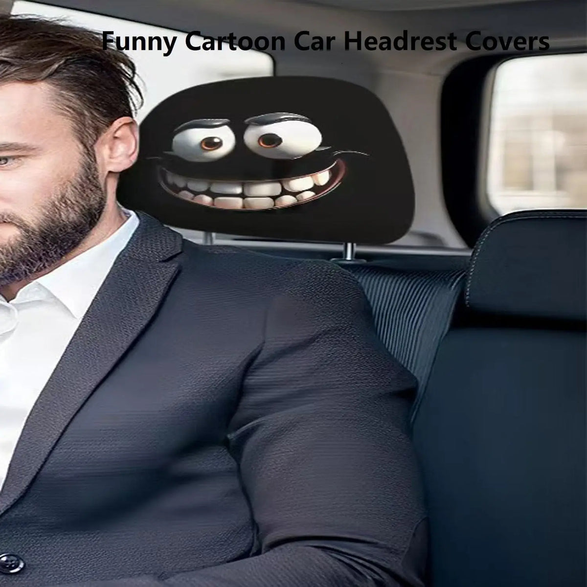 Funny Cartoon Car Headrest Covers – Cute Big-Eyed Design Car Headrest Cover HIP