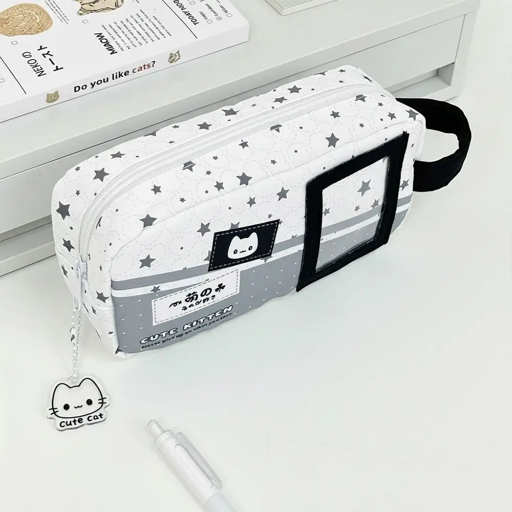 Cute Star Kitten Pencil Case – Large Capacity Zipper Pen Bag Pencil Case HIP