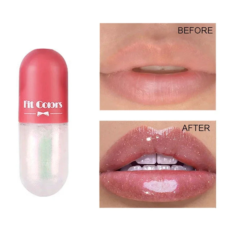 Mini Capsule Instant Volumising Lip Plumper Glitter Shine Lip Balm Long Lasting Moisturizer Lip Oil Temperature Change Lipgloss HIP Fit Color 1Pcs 02