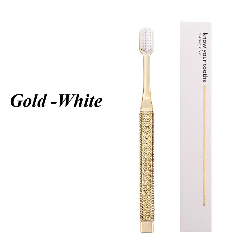 New Toothbrush Soft-hair Premium Household Cleaning Set With Electroplating For Teeth Care, Packaged Drop Shipping HIP Gold White