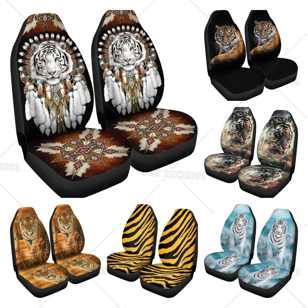 White Tiger Dream Catcher Car Seat Covers – 2 Pack Front Car Seat Covers HIP