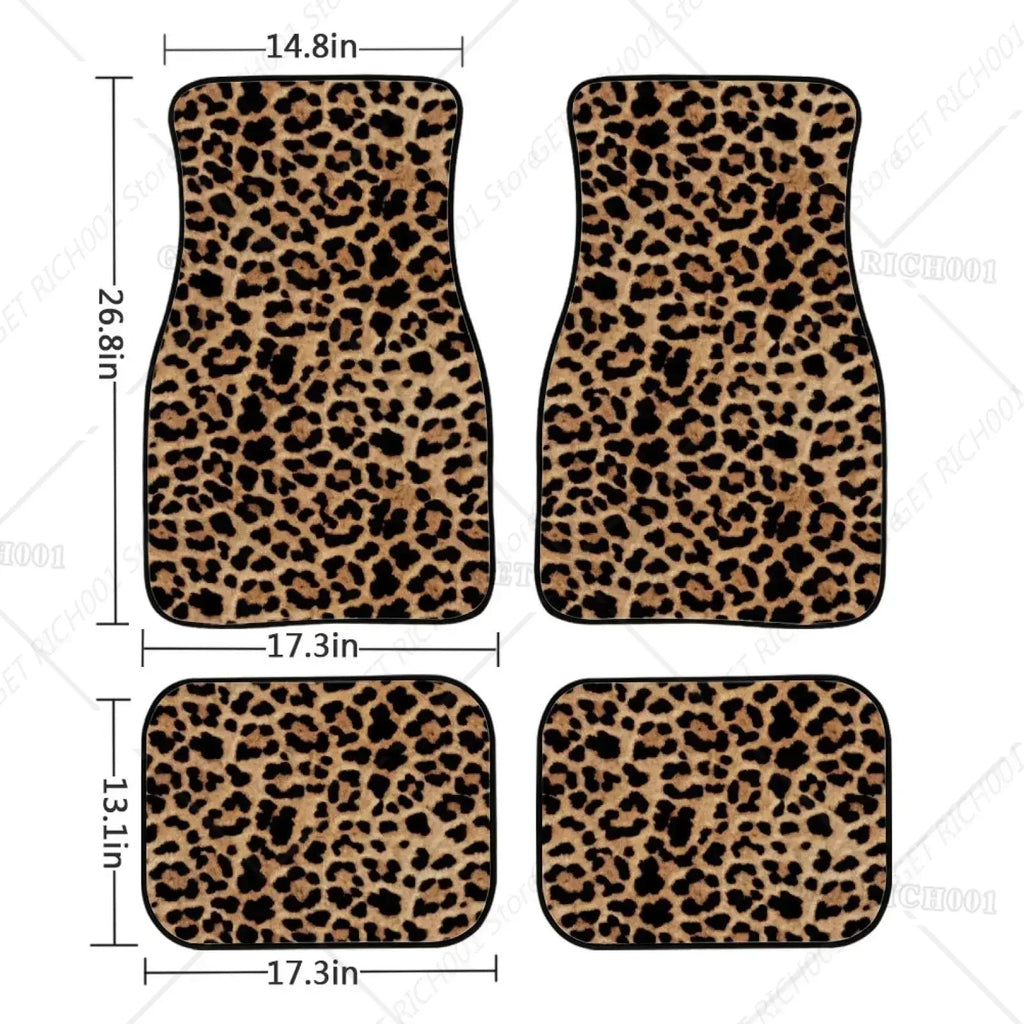 Leopard Print Car Floor Mats – 4-Piece All-Weather Universal Set Car Floor Mats HIP