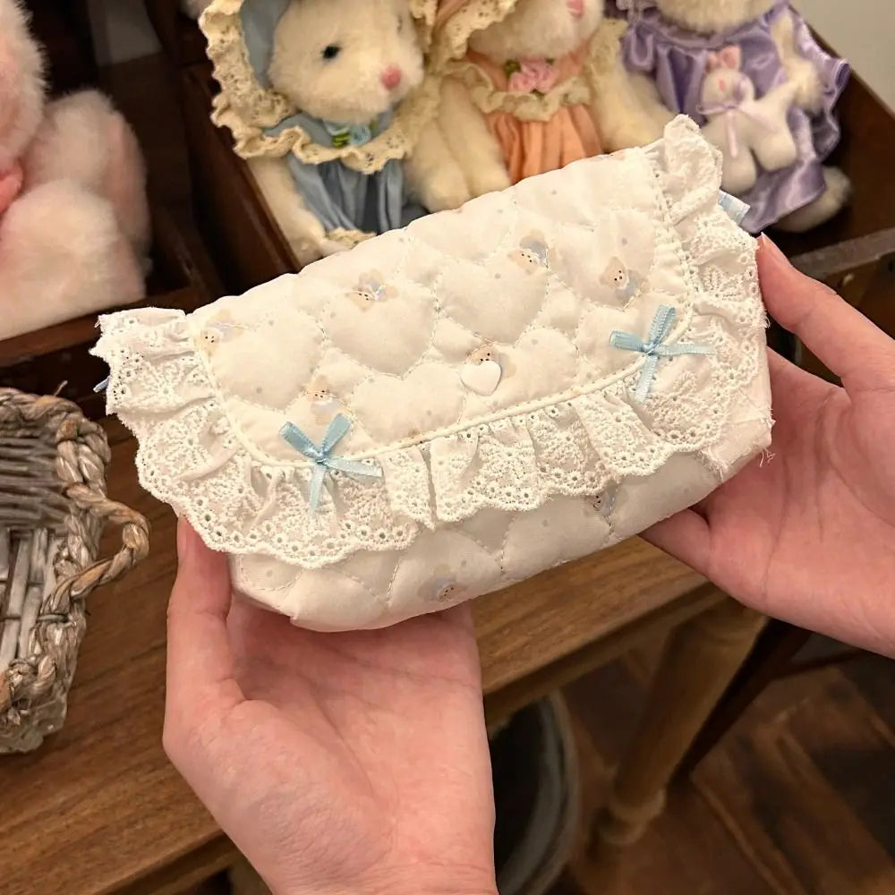 Kawaii Lace Ruffle Flip Pencil Case – Large Capacity Pouch Pencil Case Pouch HIP