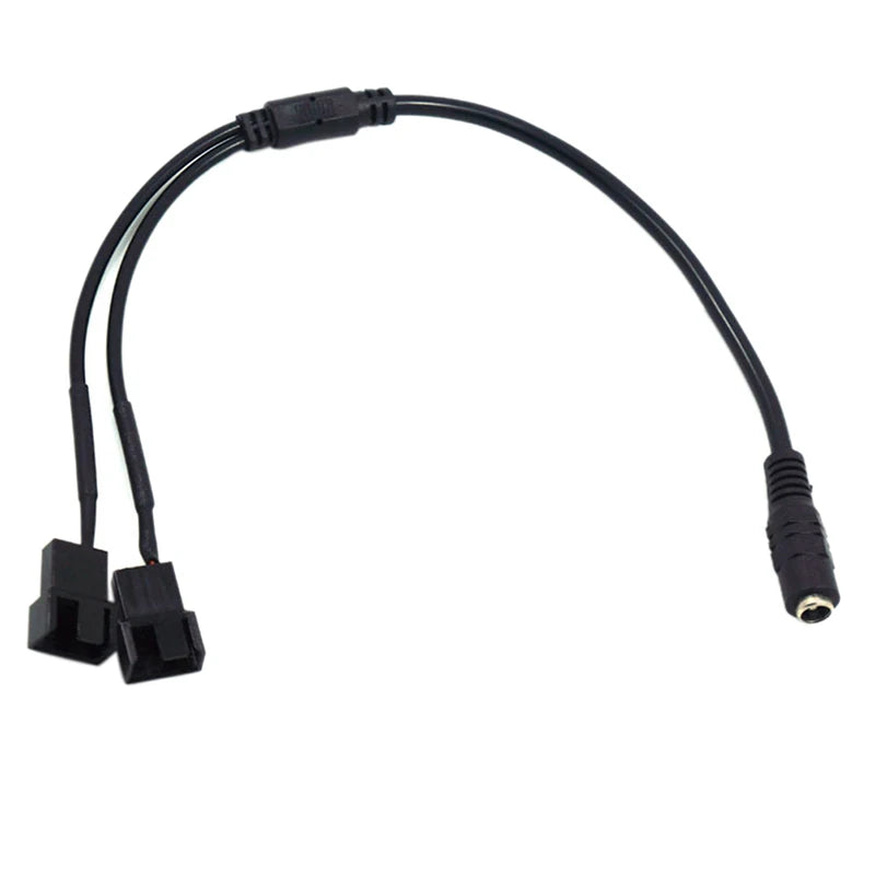 DC 5521 to Dual 4-Pin PWM Fan Power Adapter Cable 12V Fan Power Adapter Cable HIP One size