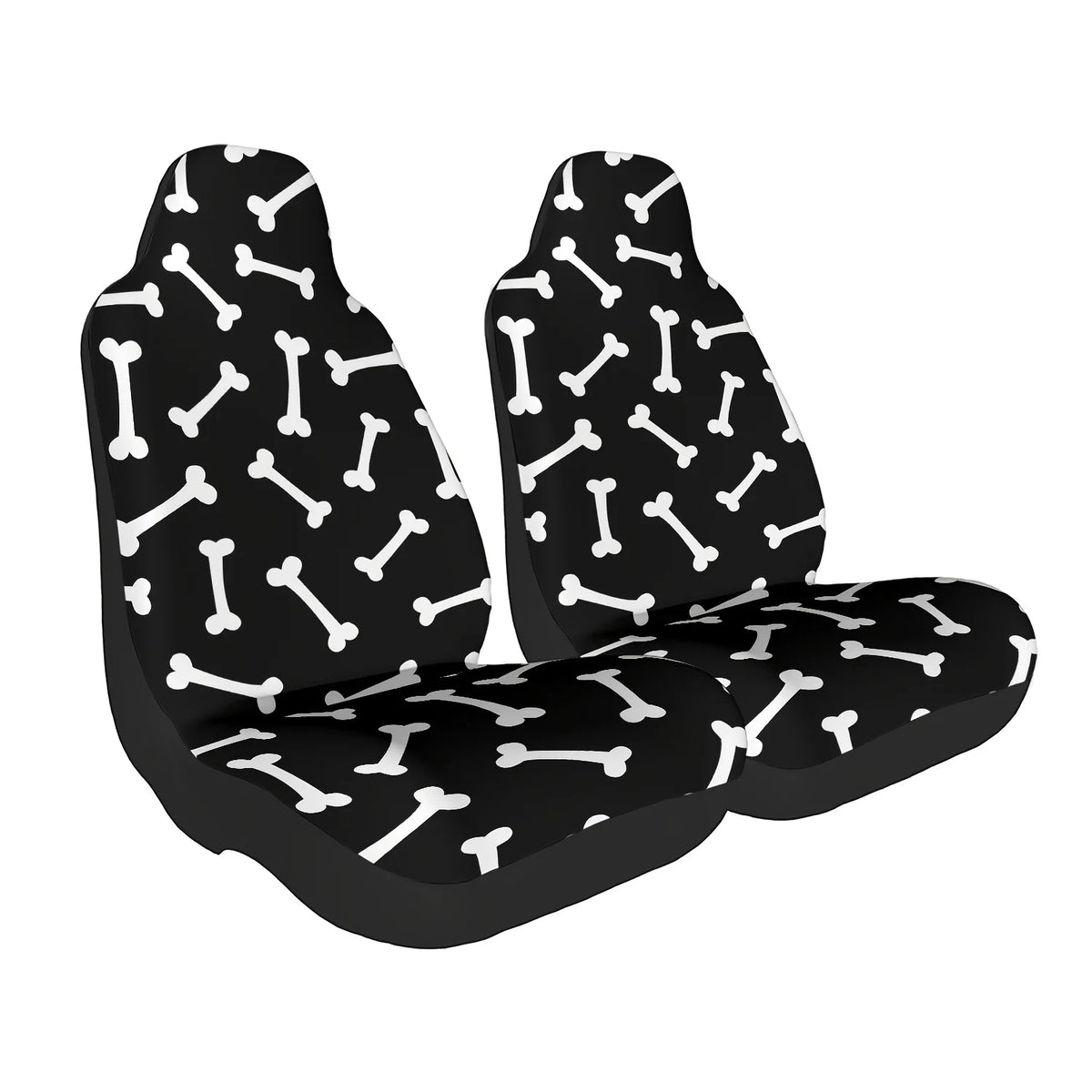 Black & White Bone Print Car Seat Covers – 2-Piece Set Car Seat Covers HIP