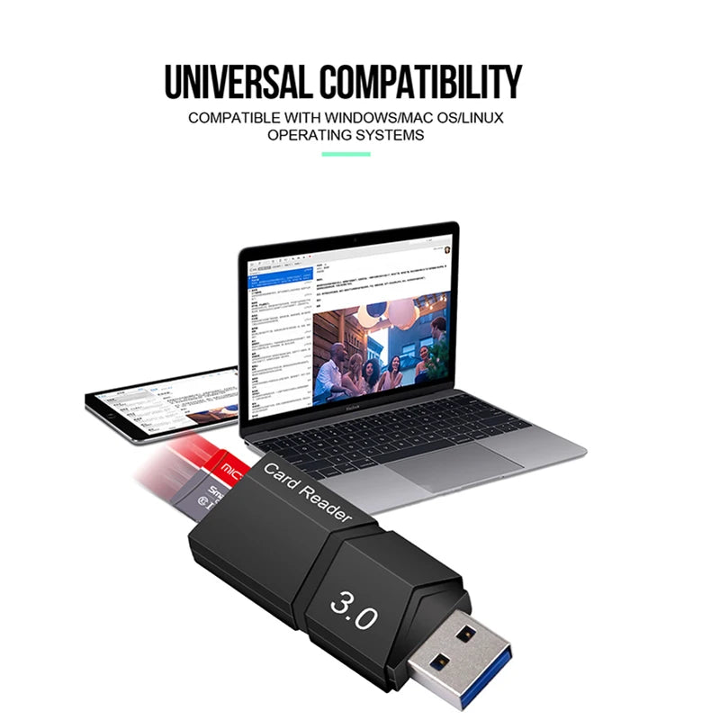 USB 3.0 Micro SD & TF Card Reader – Plug & Play Adapter SD Card Reader HIP
