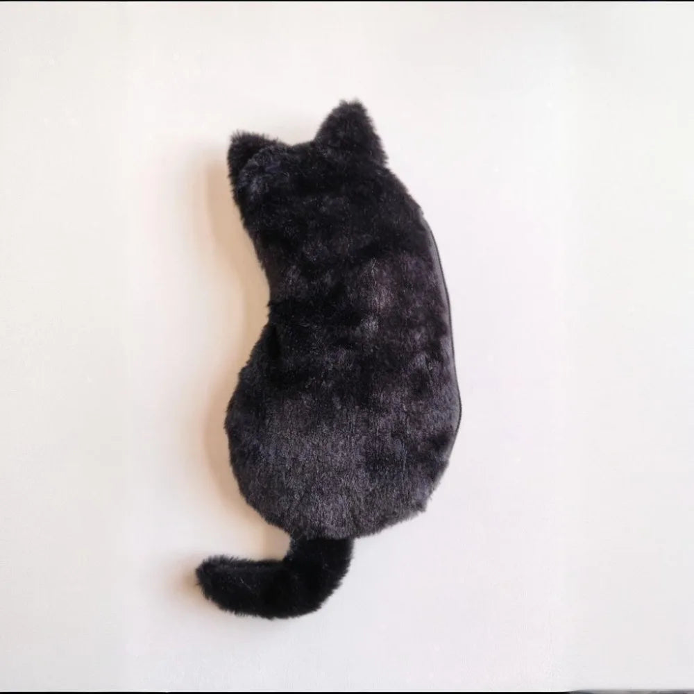Large Plush Cat Pencil Case – Cute Stationery Bag | HIP Pencil Case HIP Black